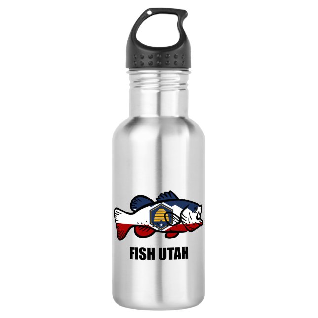 Fish Utah Stainless Steel Water Bottle (Front)