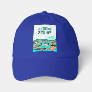 Fish Variety Illustration Nature Blue Classic Dad  Youth Dad Hat