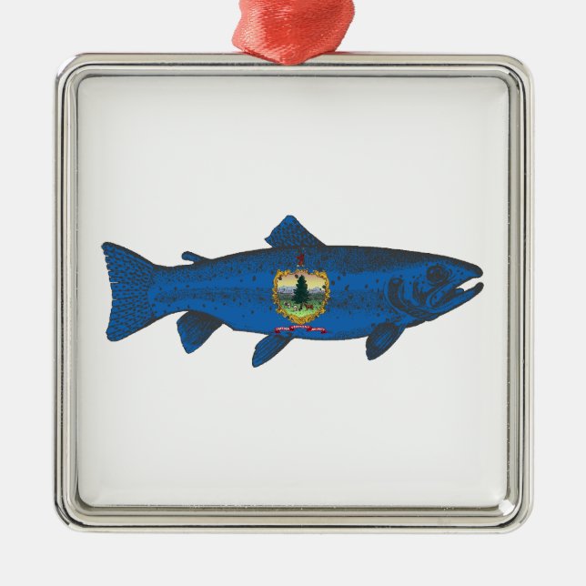 Fish Vermont Flag Trout Metal Ornament (Front)
