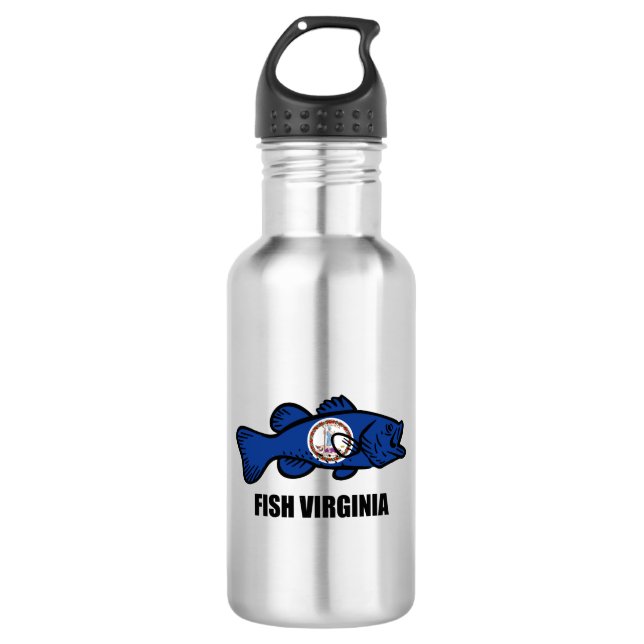 Fish Virginia Stainless Steel Water Bottle (Front)