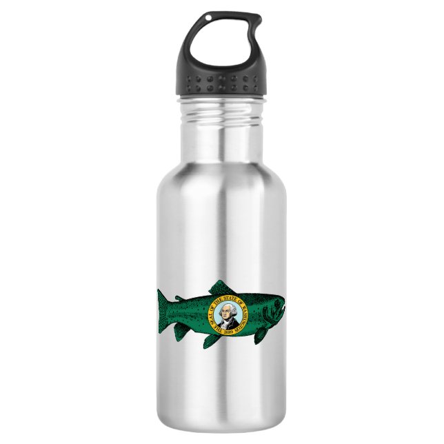 Fish Washington State Trout Stainless Steel Water Bottle (Front)