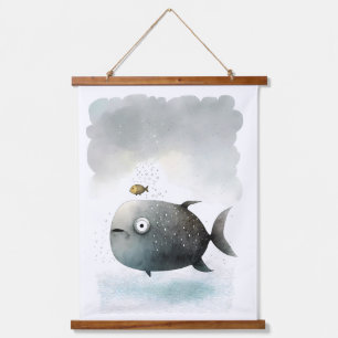Fish watercolor print hanging tapestry