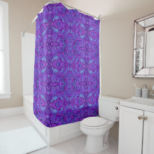 Fish Waves Underwater Bohemian Arabesque Pattern Shower Curtain