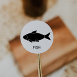 Fish Wedding Meal Choice Classic Round Sticker<br><div class="desc">These fish wedding meal choice stickers are perfect for a rustic wedding. The design features a fish icon with the dish name listed below (optional). Stick these on the front or back of your guests place cards so that they will be served the correct meal at your reception.</div>