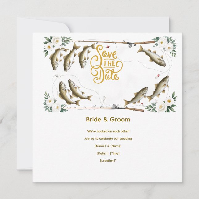 Fish Wedding themed for fishing lovers Save The Date (Front)