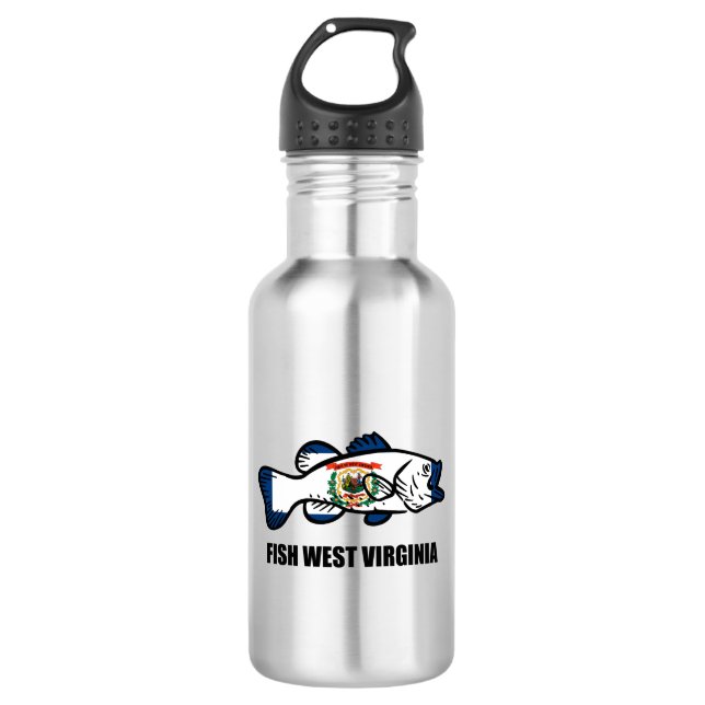 Fish West Virginia Stainless Steel Water Bottle (Front)