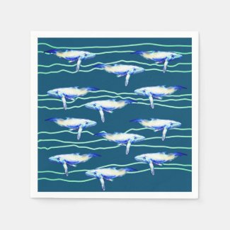 Fish Whale Animals Art Design  Napkins