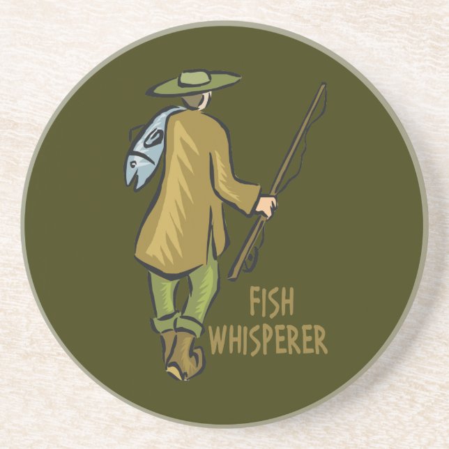 Fish Whisperer Fishing Sandstone Coaster (Front)