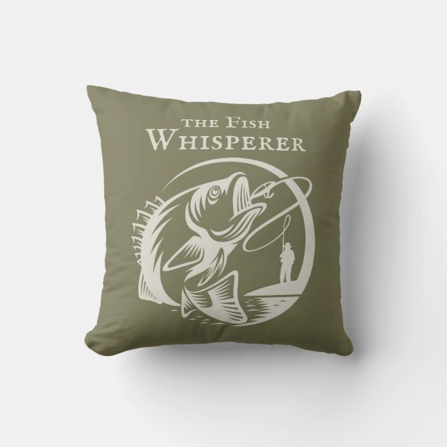 Fish Whisperer Outdoor Sports Fishing Throw Pillow (Front)