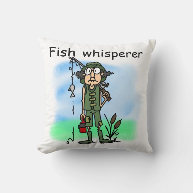 Fish Whisperer Throw Pillow (Front)