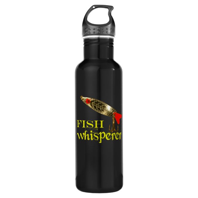 Fish Whisperer With Fishing Lure Stainless Steel Water Bottle (Front)