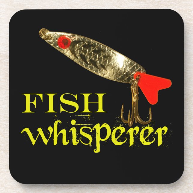 Fish Whisperer With Lure Beverage Coaster (Front)