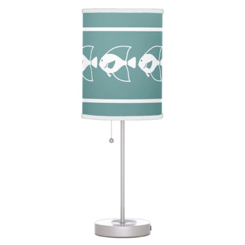 FISH  White on blue Table Lamp