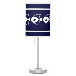 FISH White on blue Table Lamp
