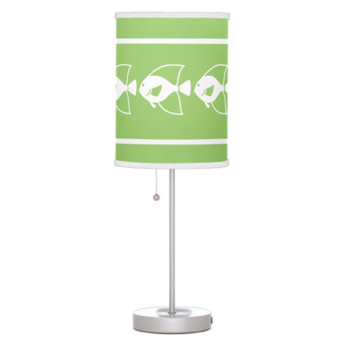 FISH  White on green Table Lamp