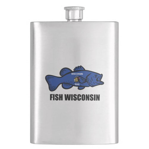 Fish Wisconsin Flag Flask