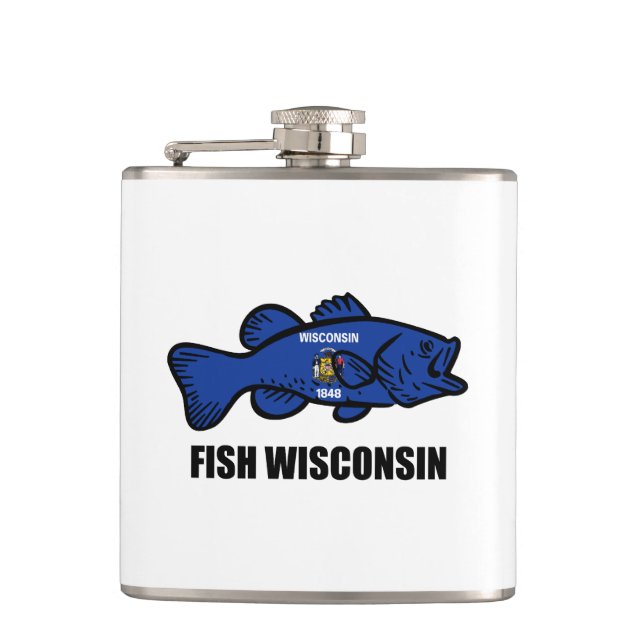Fish Wisconsin Flag Flask (Front)