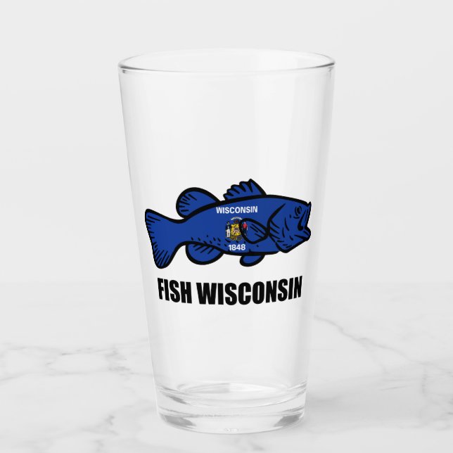 Fish Wisconsin Flag Glass (Front)