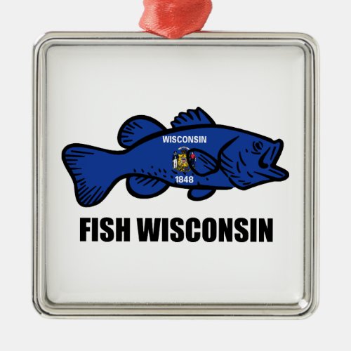 Fish Wisconsin Flag Metal Ornament