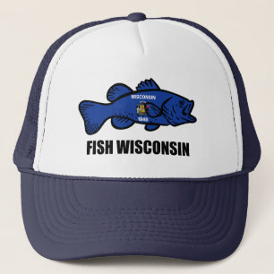 Fish Wisconsin Flag Trucker Hat