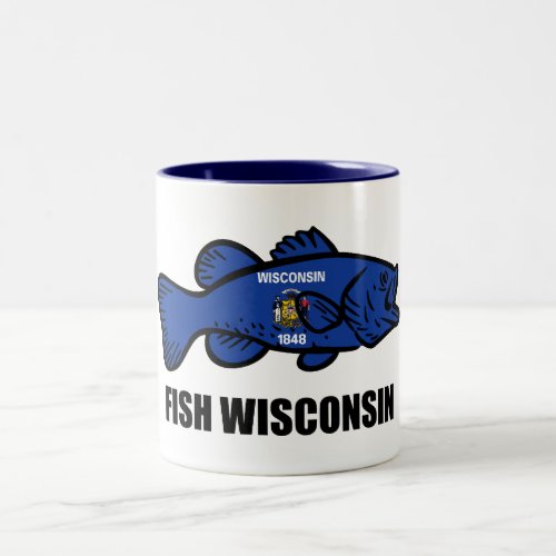 Fish Wisconsin Flag Two_Tone Coffee Mug