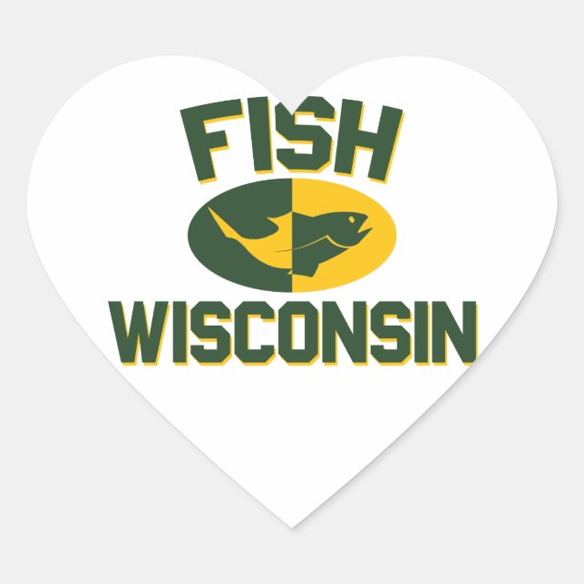 Fish Wisconsin Heart Sticker (Front)