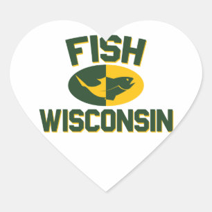 Fish Wisconsin Heart Sticker