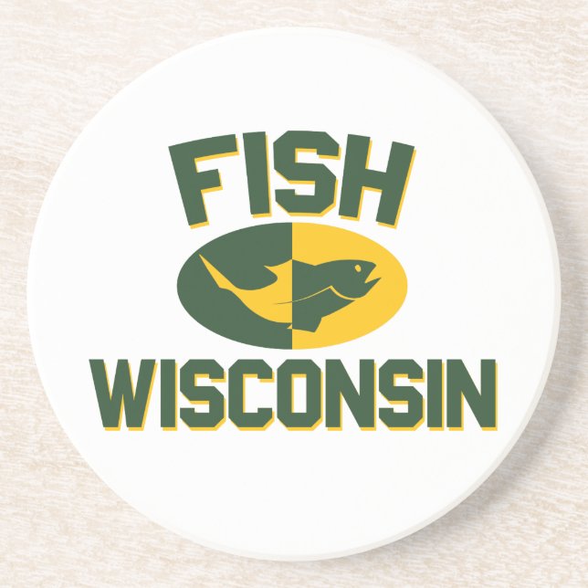 Fish Wisconsin Sandstone Coaster (Front)