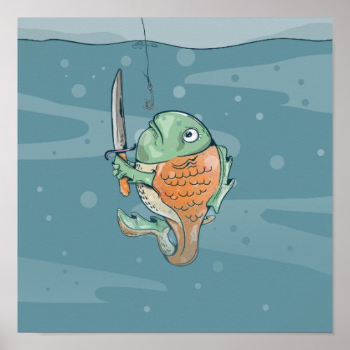 Fish with a knife poster