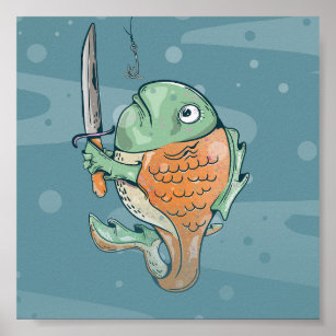 Funny Fishing Cartoon Posters & Prints