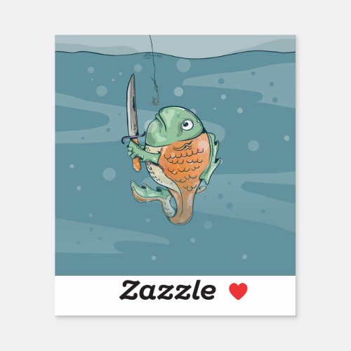 Fish with a knife sticker