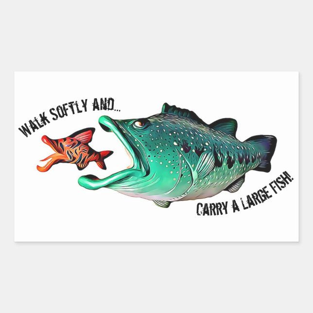Fish with Attitude by Artist Mike Quinn Rectangular Sticker (Front)