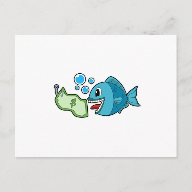 Fish with Bank note Postcard (Front)
