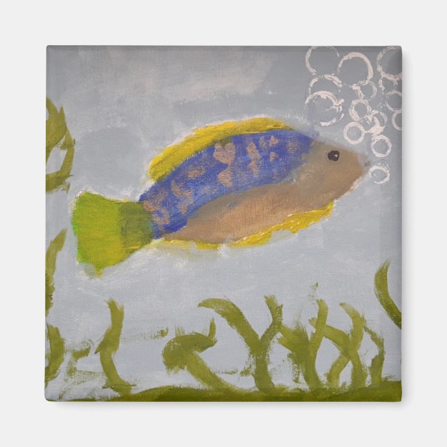 fish with bubbles painting magnet (Front)