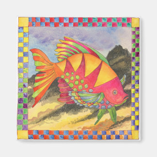Fish with Checkered Border #4 Magnet