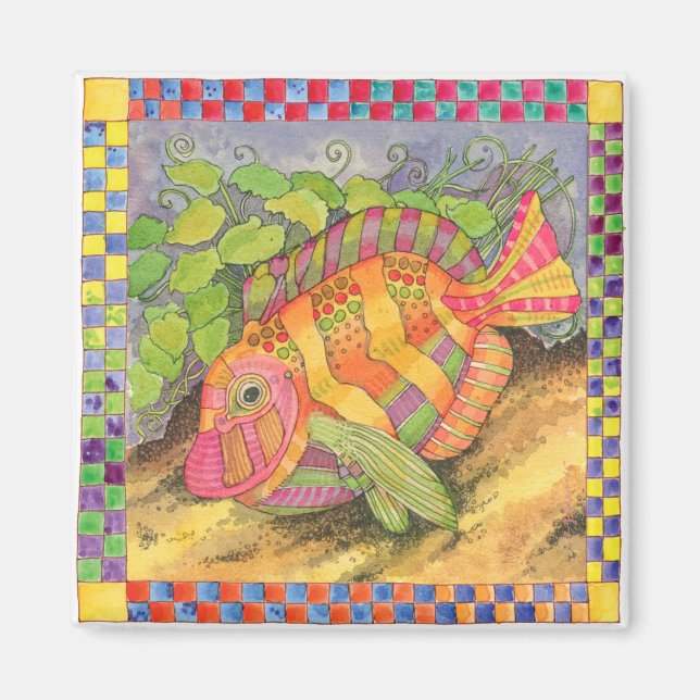 Fish with Checkered Border #5 Magnet (Front)