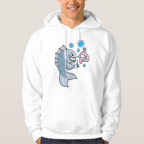 Fish with Fish hook  Worm Hoodie