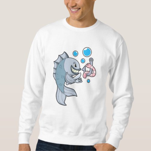 Fish with Fish hook  Worm Sweatshirt