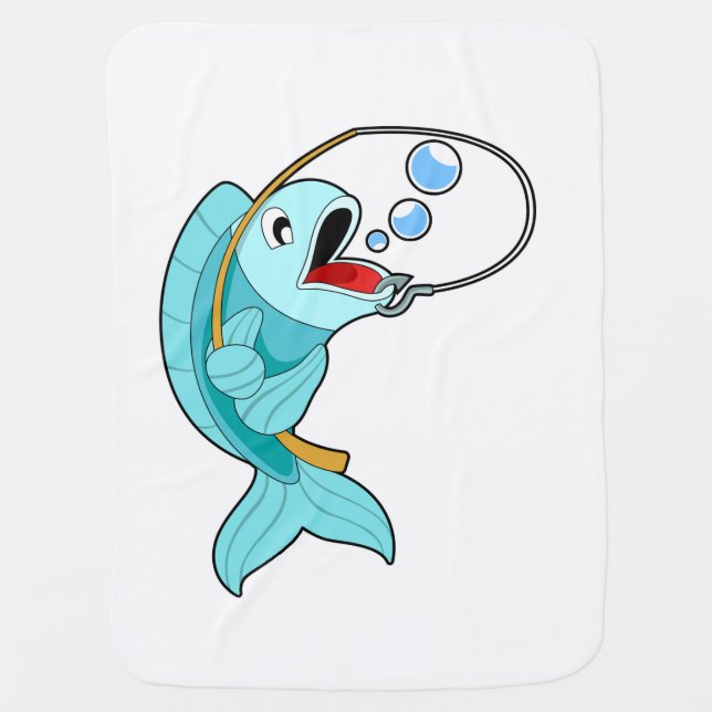 Fish with Fishing rod Baby Blanket (Front)