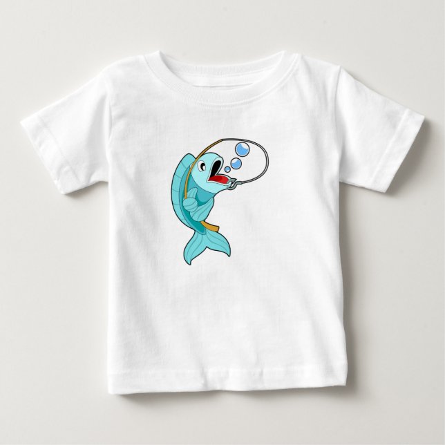 Fish with Fishing rod Baby T-Shirt (Front)