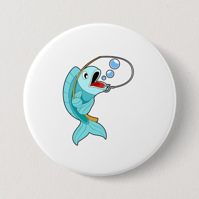 Fish with Fishing rod Button (Front)