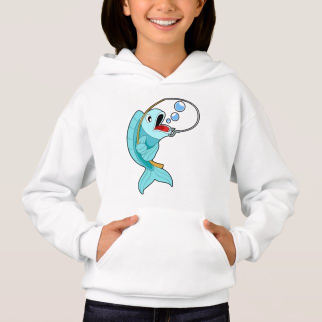 Fish with Fishing rod Hoodie (Front)