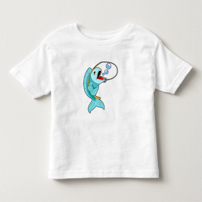 Fish with Fishing rod Toddler T-shirt (Front)
