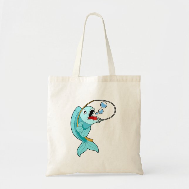 Fish with Fishing rod Tote Bag (Front)