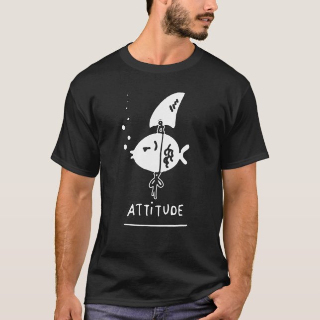 Fish With Shark Fin Attitude Streetwear Hiphop Rap T-Shirt (Front)