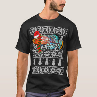 Fish Xmas Santa Hat Killifish Ugly Christmas T-Shirt