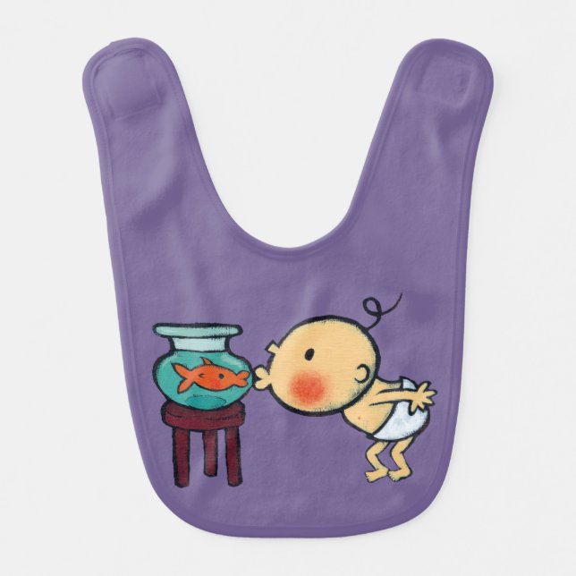 Fishbowl Kisses Orange Goldfish Baby Bib (Front)