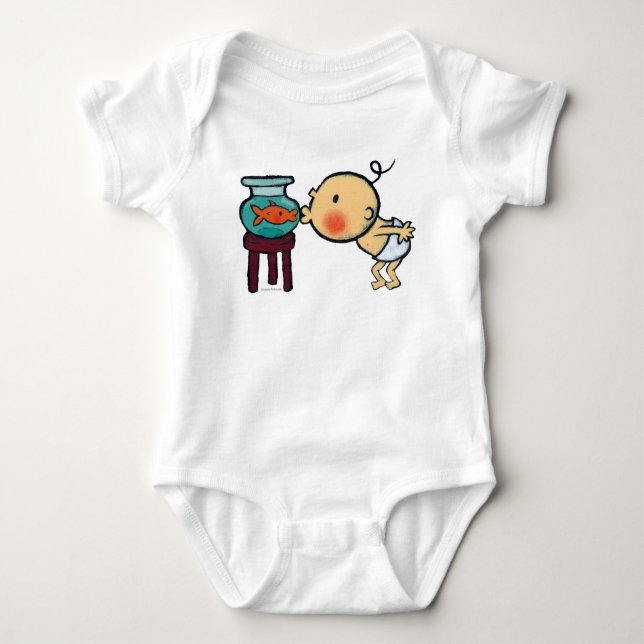Fishbowl Kisses Orange Goldfish Baby Bodysuit (Front)