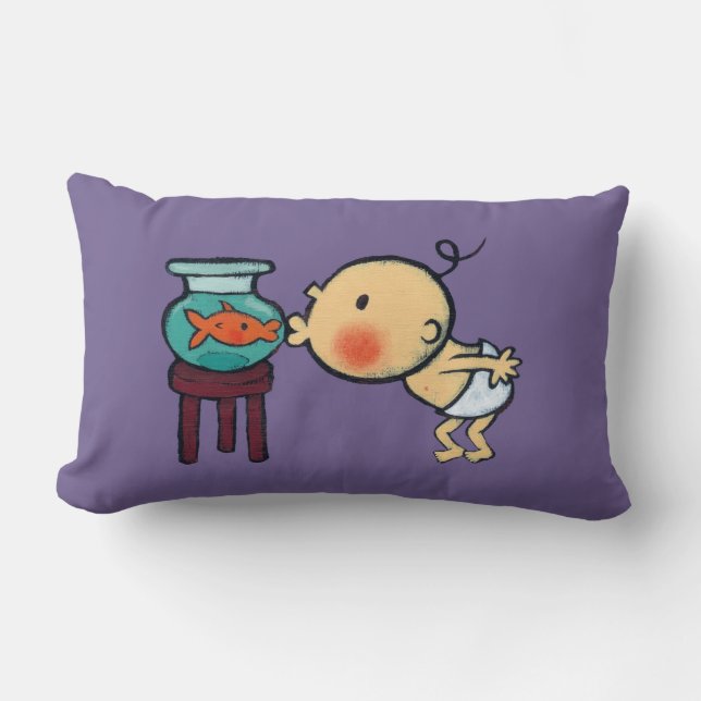 Fishbowl Kisses Orange Goldfish Lumbar Pillow (Front)