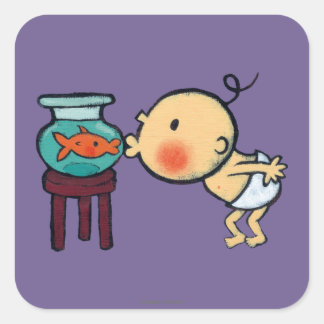 Fishbowl Kisses Orange Goldfish Square Sticker